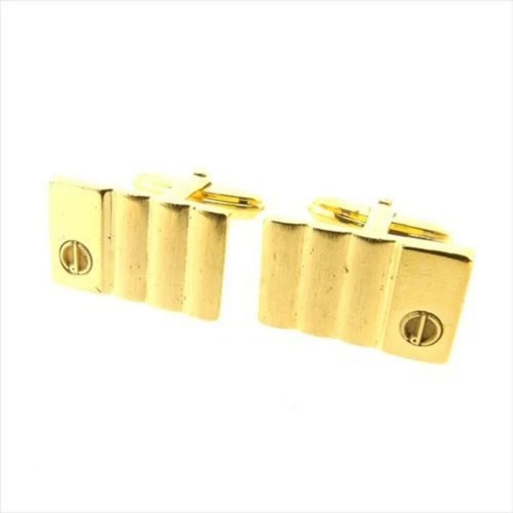 Dunhill cuffs D logos Gold Mens Authentic Used T7152